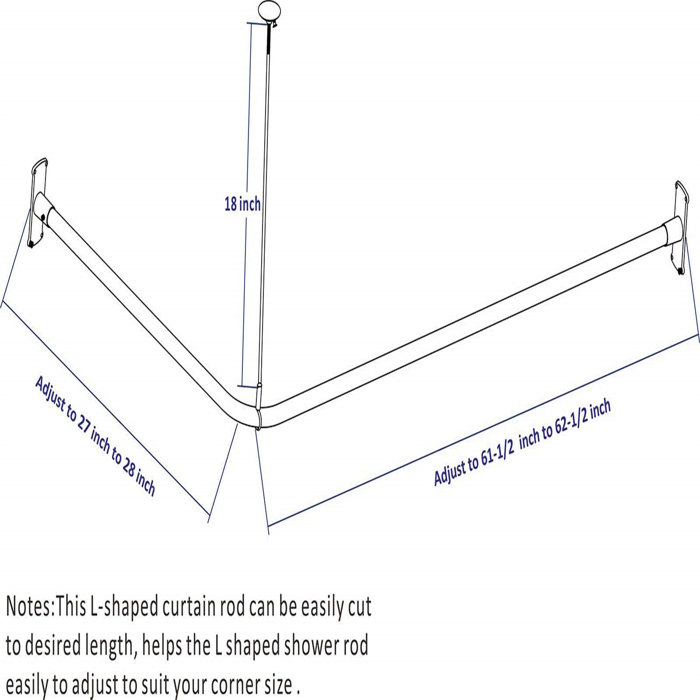 Blooming 62'' LShaped Drill / Screw Shower Curtain Rod Wayfair